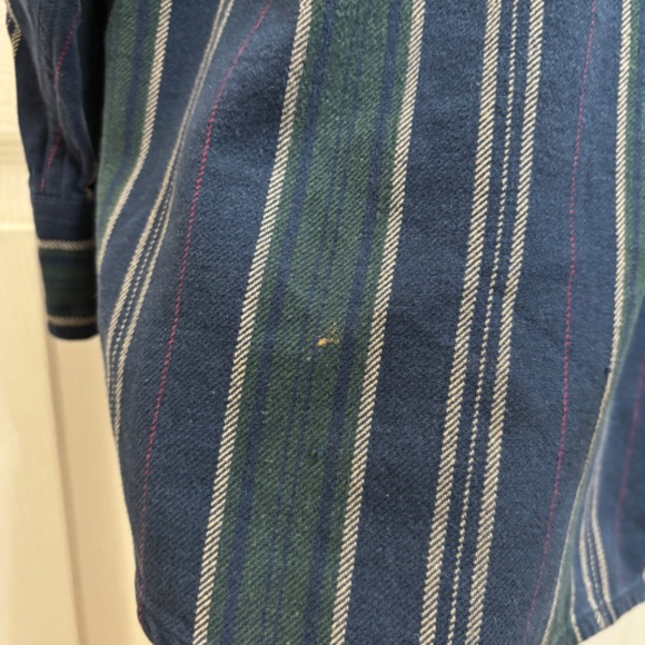 Duckhead Men’s Striped Flannel Button Down Navy Blue Green Vintage 90s Y2K XL - Picture 10 of 13